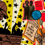 Artwork depicting Black Panther drawings in the style of Emory Douglas